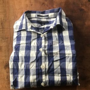 Land's End No Iron Supima Gingham Check Blouse